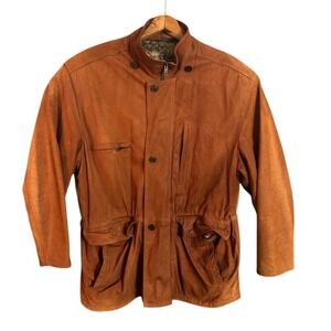 The Bridge Leather Suede Jacket Brown Mens Size 52 Genuine Italy Safari Style